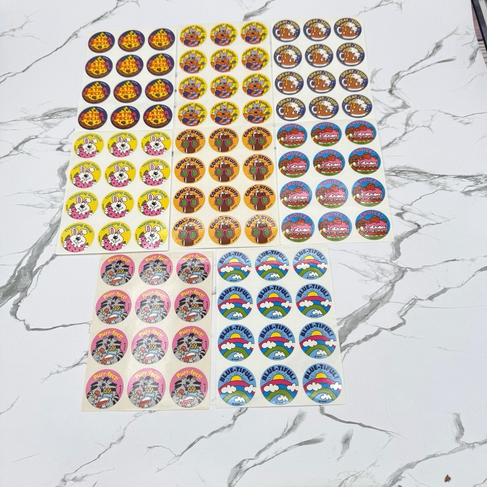 Vintage TREND Scratch & Sniff Stinky Stickers Lot Of 8 Sheets 1980s